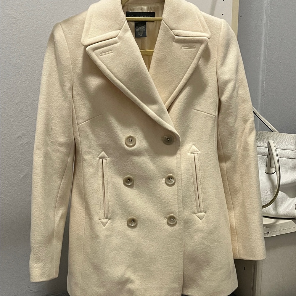Banana Republic Women's Ivory Pea Coat
